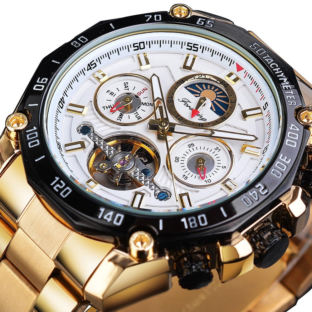 Forsining GMT1163-7 Automatik Herrenuhr Chronograph 3BAR Glas