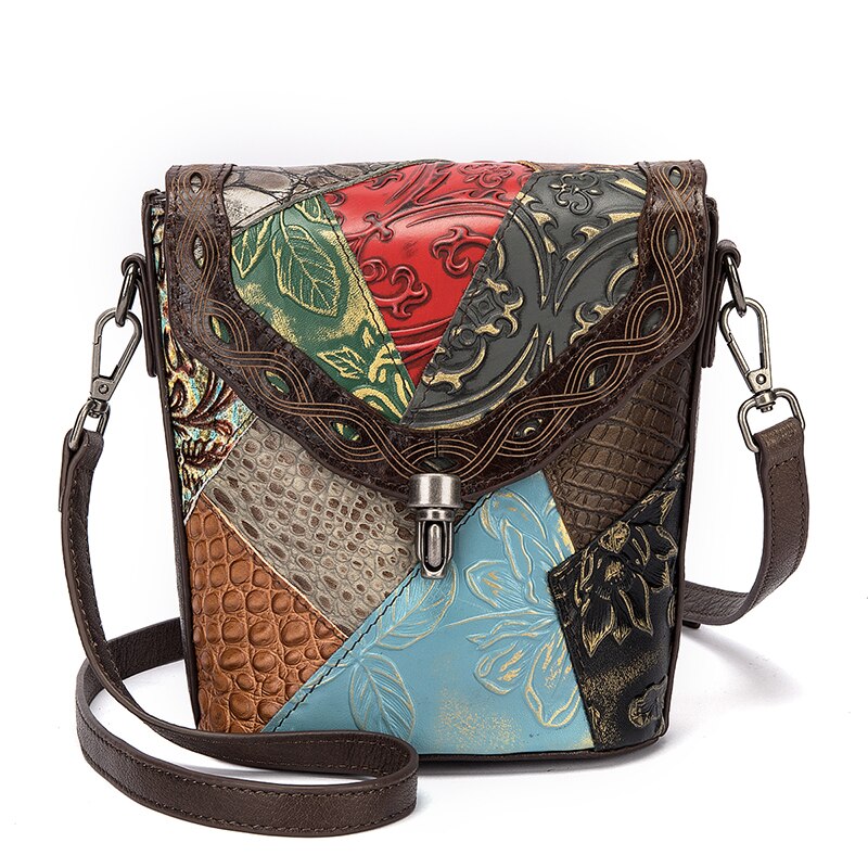 le'aokuu Damen Schultertasche Rindsleder