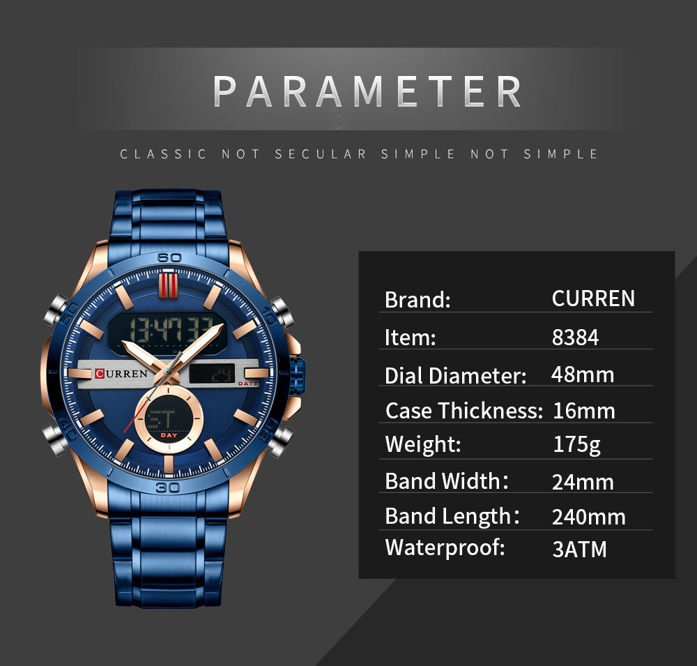 CURREN 8384 Herren Chronograph 3ATM Hardlex