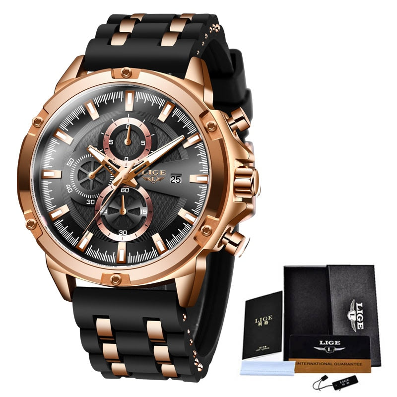 LIGE 10028 Herren Chronograph Hardlex 3BAR