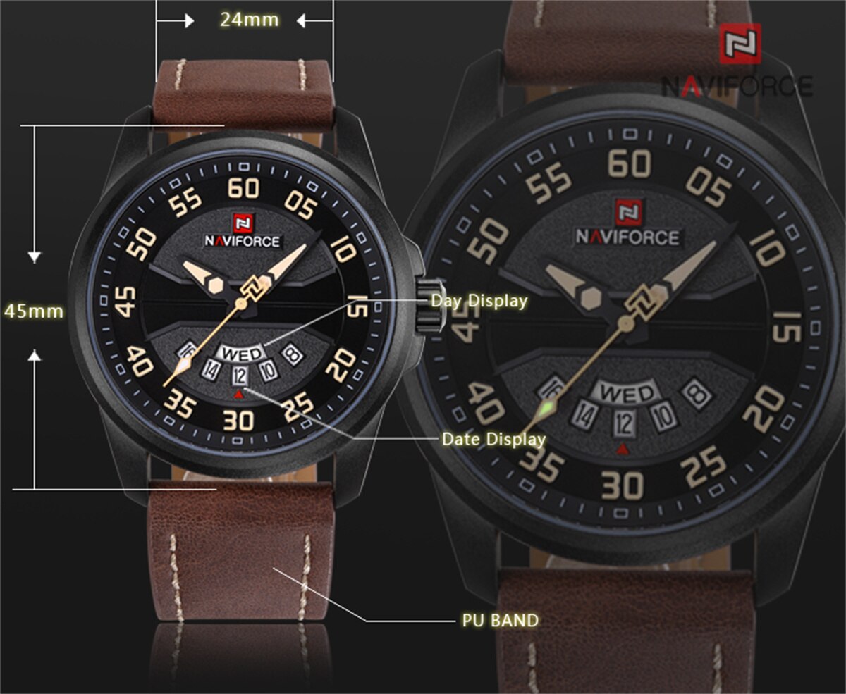 NAVIFORCE NF9124 Herren Quarzuhr 3BAR Hardlex
