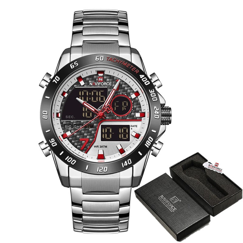 NAVIFORCE NF9171 Herren Militär Chronograph 3BAR Hardlex