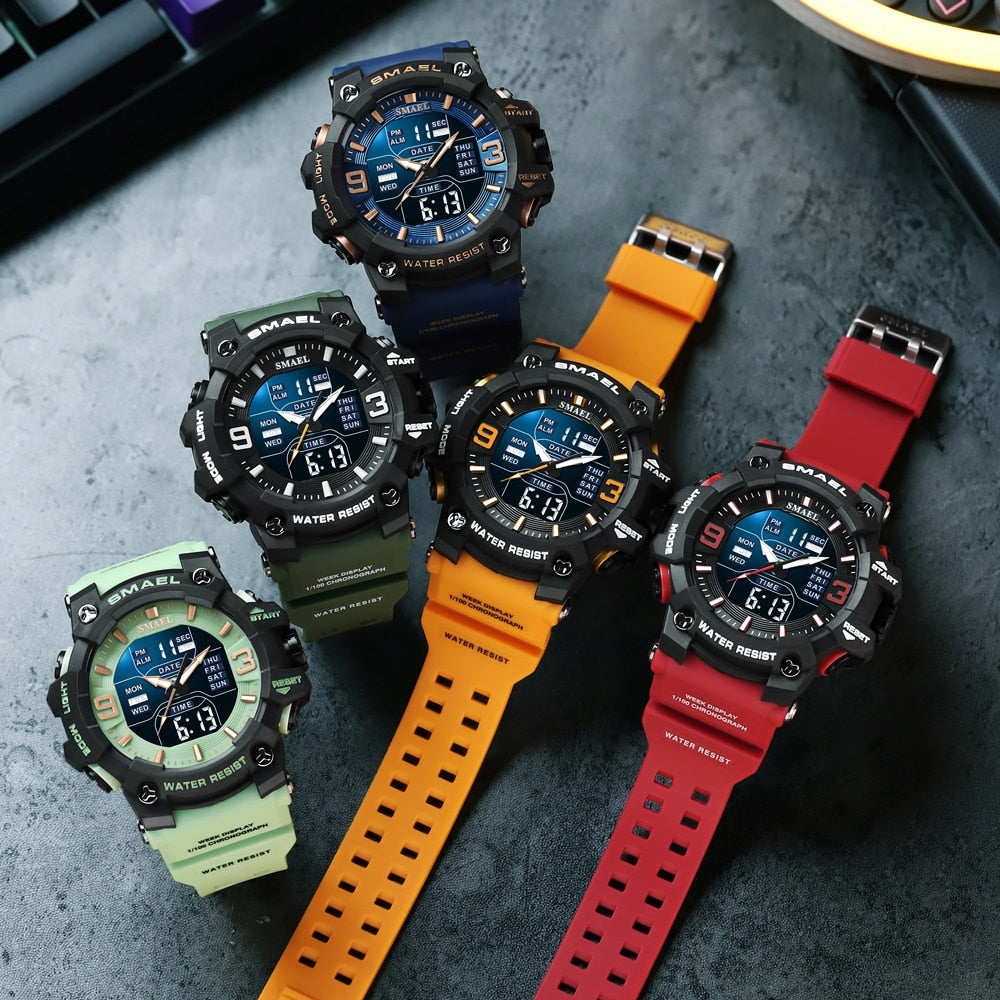 SMAEL SL-8049 Herren Sport-Chronograph 5ATM Dualanzeige