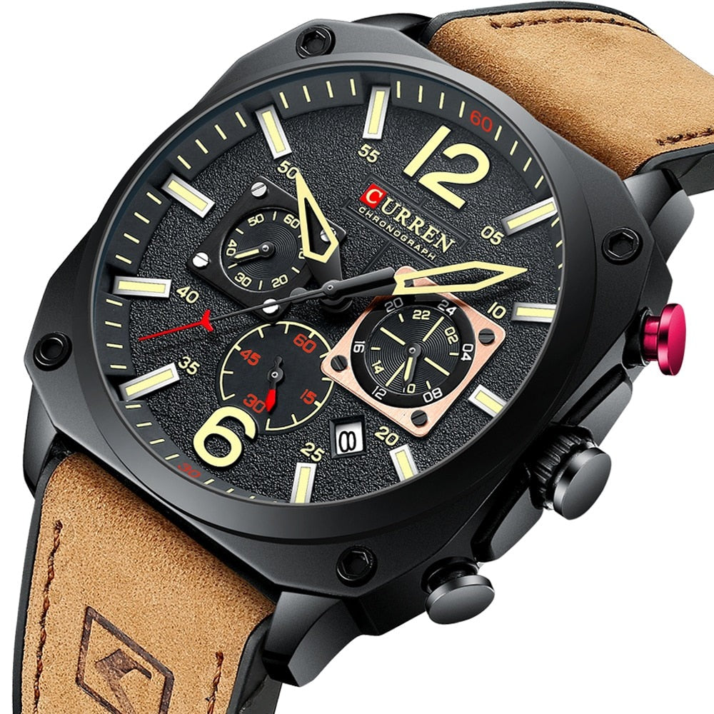 CURREN 8398 Analog Herren Chronograph 3ATM Hardlex