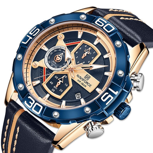 NAVIFORCE NF8018 Herren Militär Chronograph 3BAR Hardlex