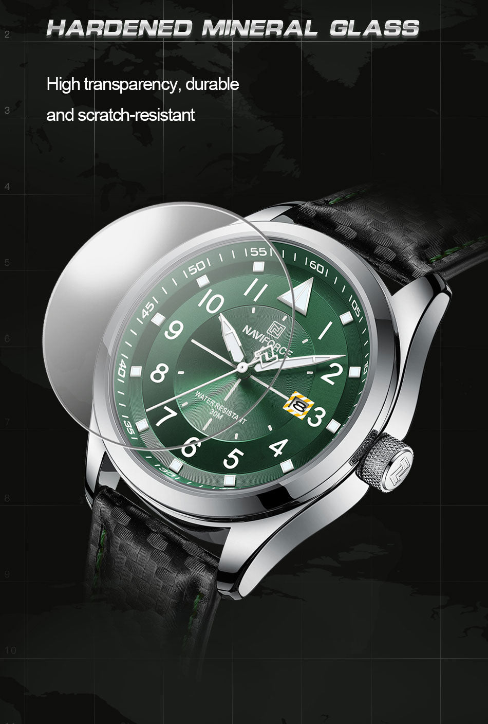 NAVIFORCE NF8022 Herren Analoguhr 3BAR Hardlex