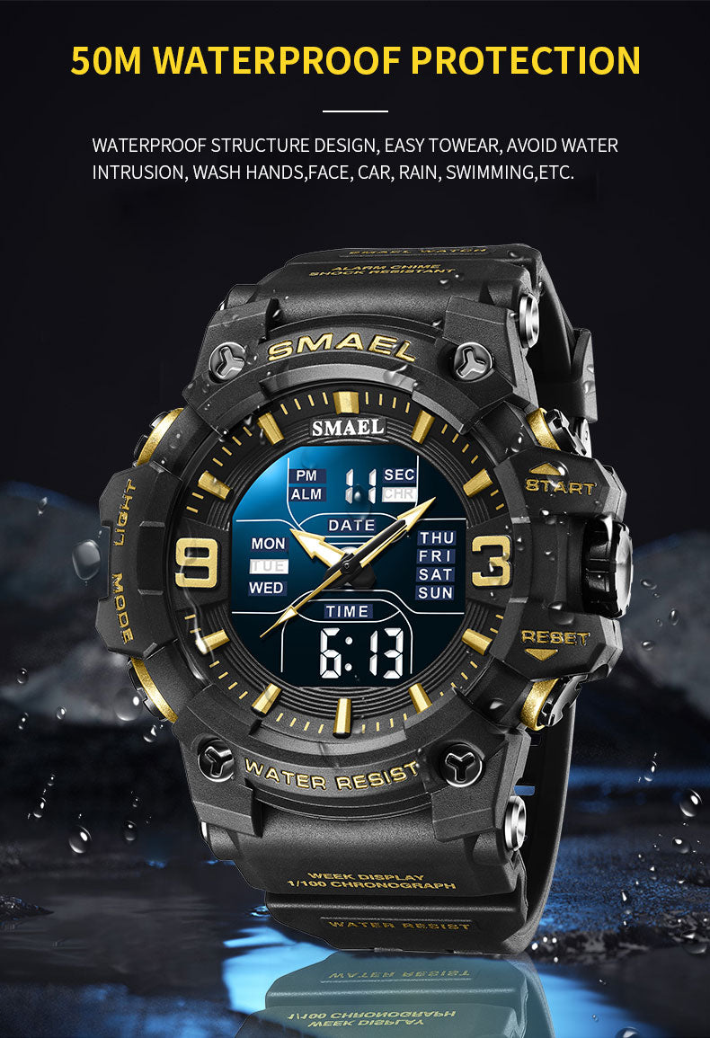 SMAEL SL-8049 Herren Sport-Chronograph 5ATM Dualanzeige