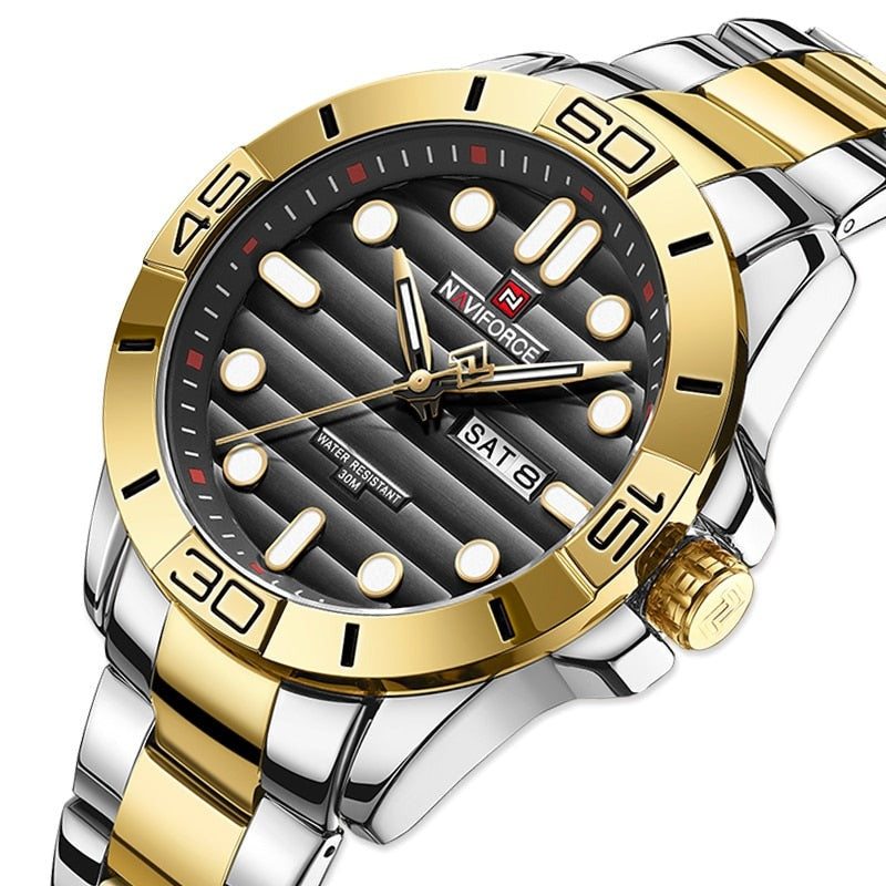 NAVIFORCE 9198 Herren Quarzuhr 3ATM Hardlex