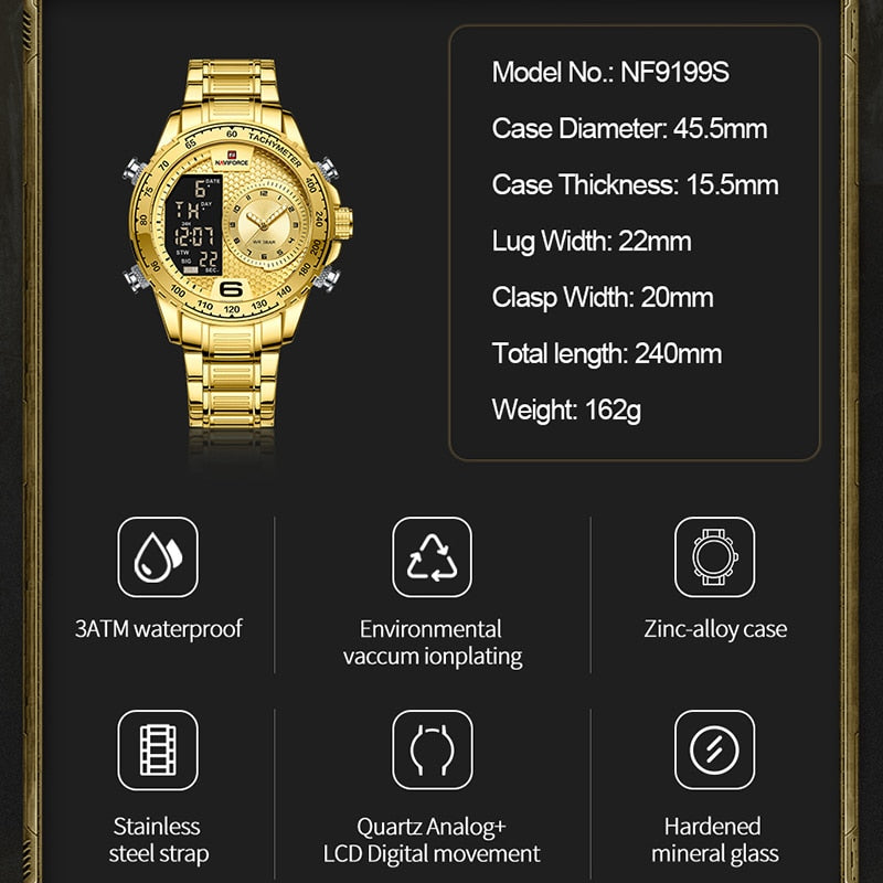 NAVIFORCE NF9199S Herren Chronograph 3BAR Hardlex