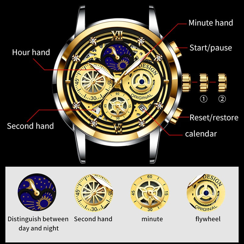 LIGE 8942 Herren Business Chronograph 5ATM