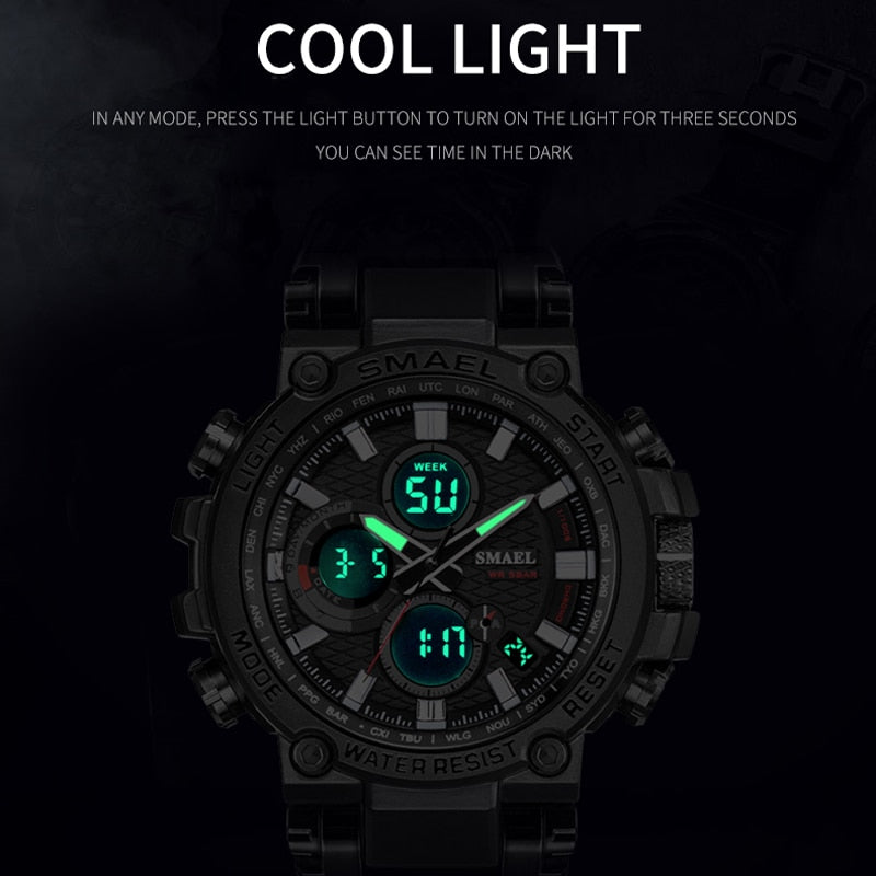 SMAEL SL-1803 Herren Sport-Chronograph 5ATM Dualanzeige