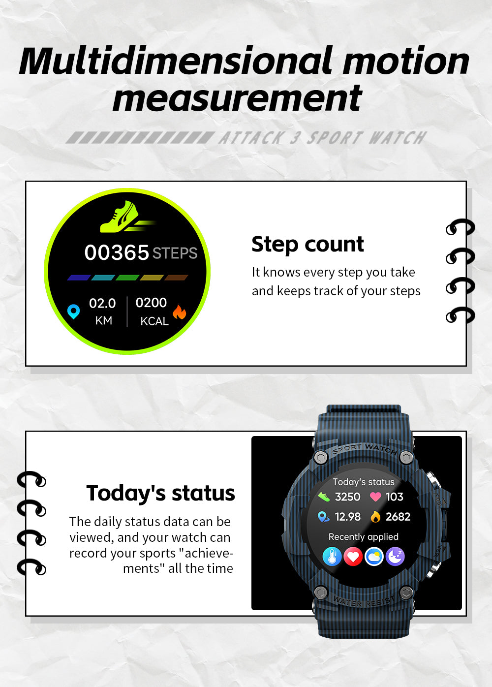 LOKMAT ATTACK 3 Sport Smart Watch Touchscreen Bluetooth IP68