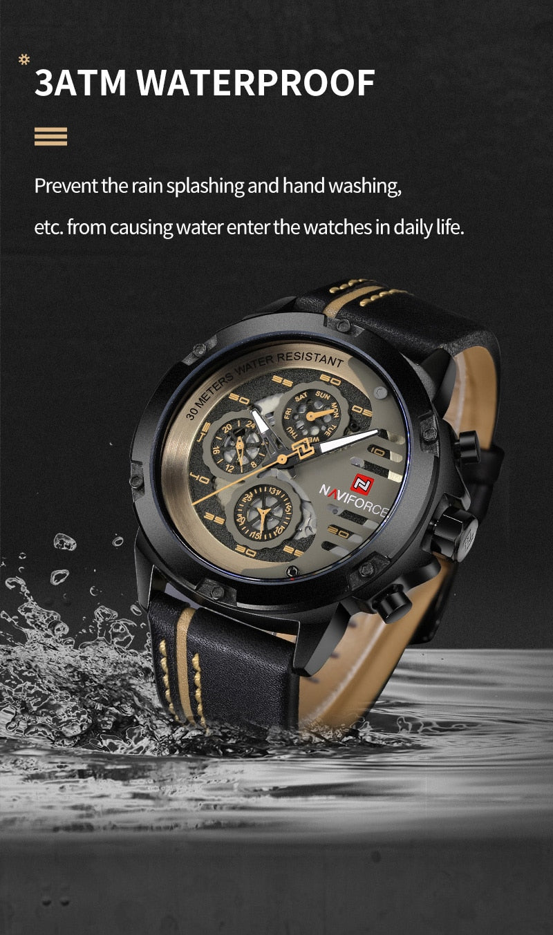 NAVIFORCE NF9110 Herren Multifunktion Militär Chronograph 3BAR