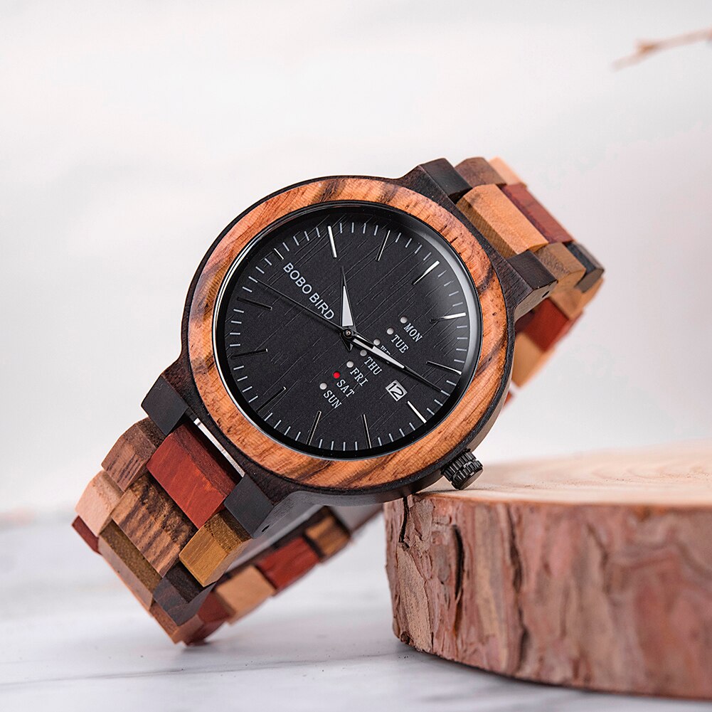 BOBO BIRD Unisex Holzuhr Datumsanzeige 3ATM