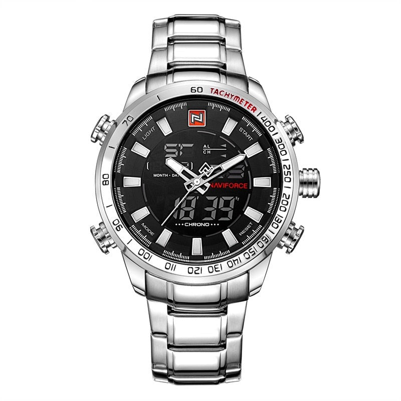 NAVIFORCE NF9093 Herren Multifunktion Militär Chronograph 3BAR Hardlex
