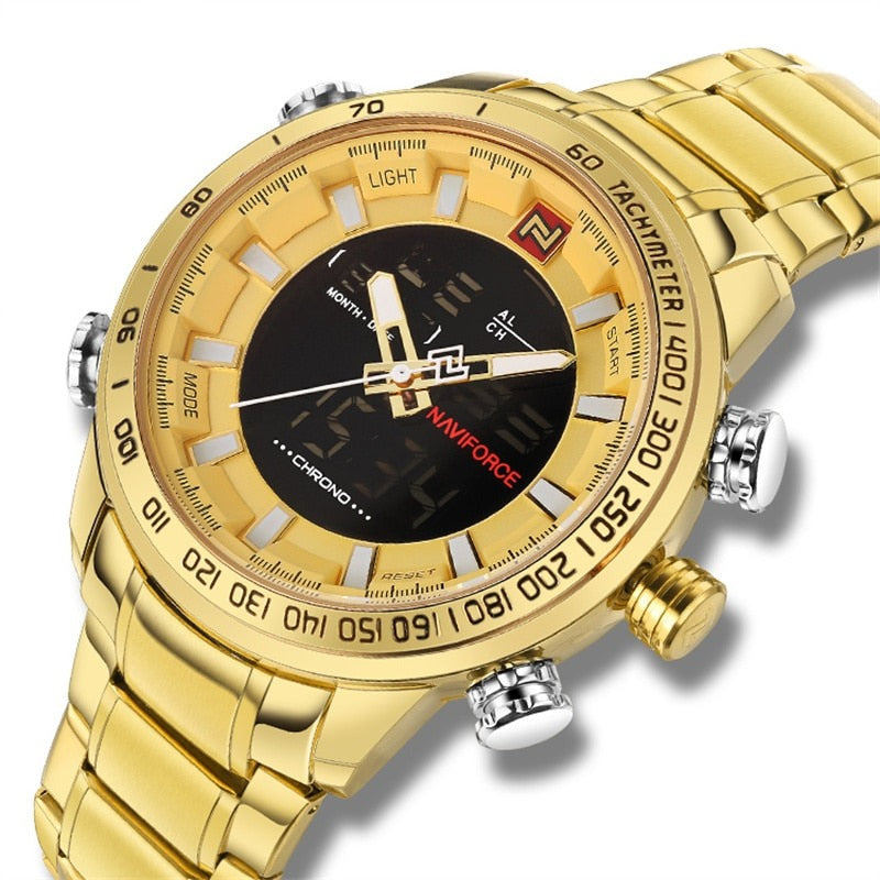 NAVIFORCE NF9093 Herren Militärchronograph 3BAR Edelstahl
