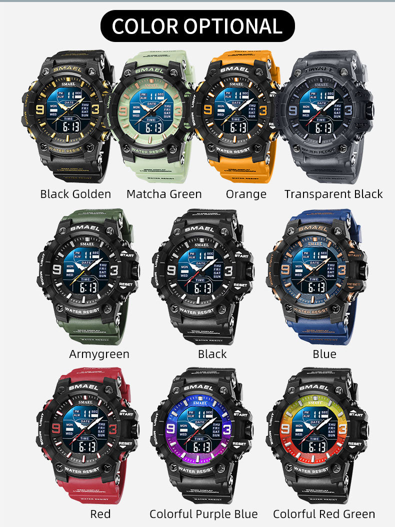 SMAEL SL-8049 Herren Sport-Chronograph 5ATM Dualanzeige