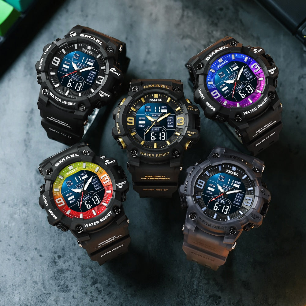 SMAEL SL-8049 Herren Sport-Chronograph 5ATM Dualanzeige