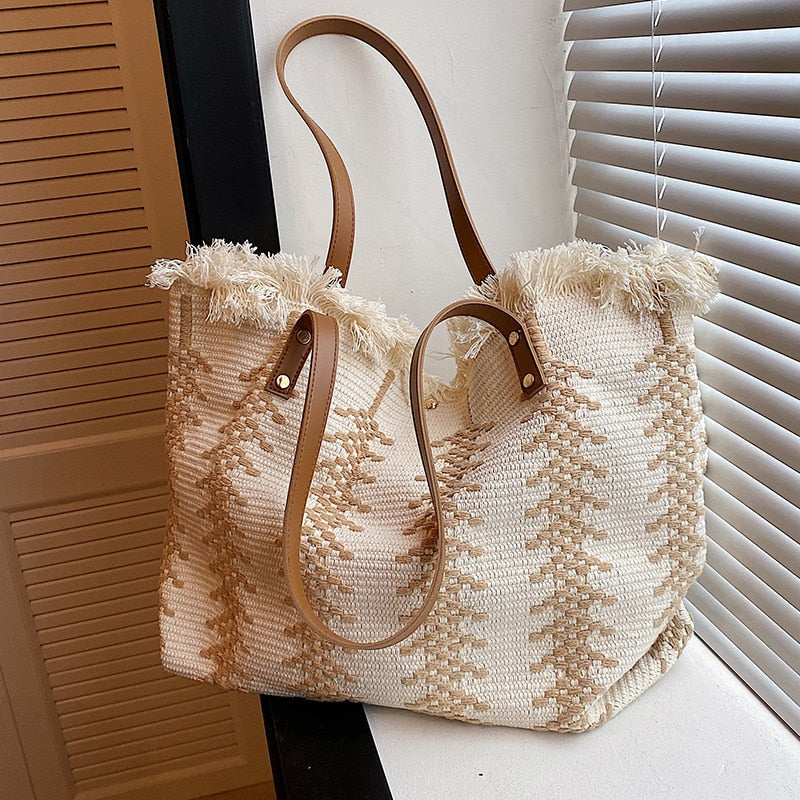 Damen Schultertasche aus Leinen