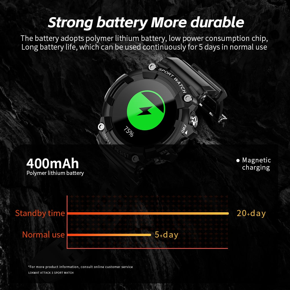 LOKMAT ATTACK 3 Sport Smart Watch Touchscreen Bluetooth IP68