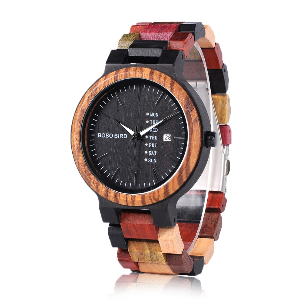 BOBO BIRD Unisex Holzuhr Datumsanzeige 3ATM