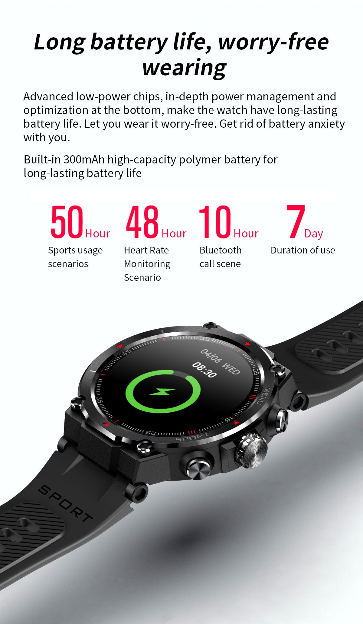 LIGE Sport Smartwatch IP67 Touchscreen Bluetooth Amoled