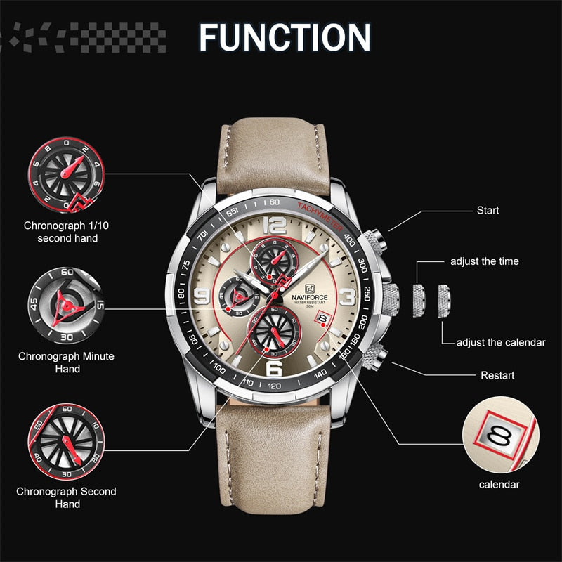 NAVIFORCE NF8020L Herren Multifunktion Chronograph 3BAR