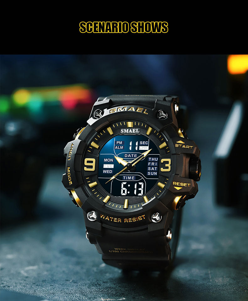 SMAEL SL-8049 Herren Sport-Chronograph 5ATM Dualanzeige