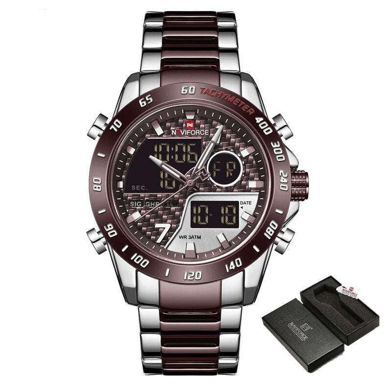 NAVIFORCE NF9171 Herren Militär Chronograph 3BAR Hardlex