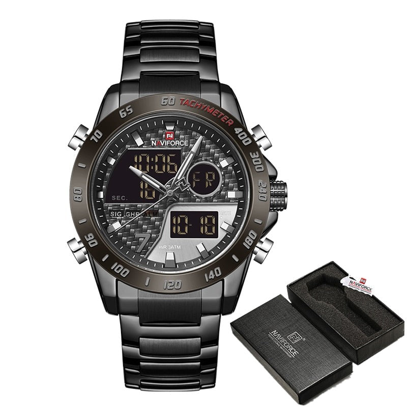 NAVIFORCE NF9171 Herren Militär Chronograph 3BAR Hardlex