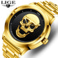 LIGE 9876 GOLD SKULL EDITION Herren Quarzuhr "Totenkopf" 3ATM