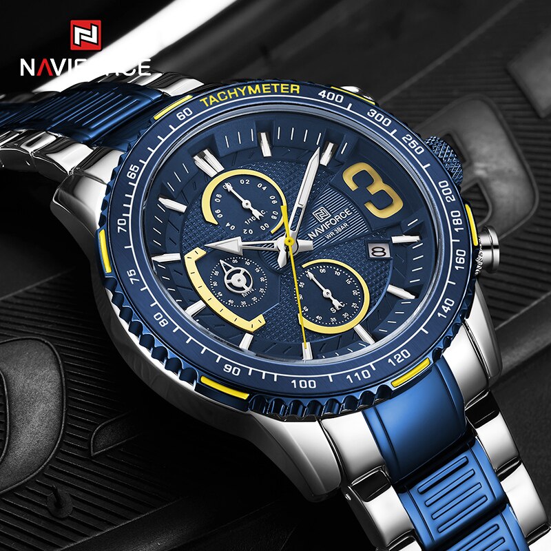 NAVIFORCE NF8017 Herren Multifunktion Chronograph 3BAR