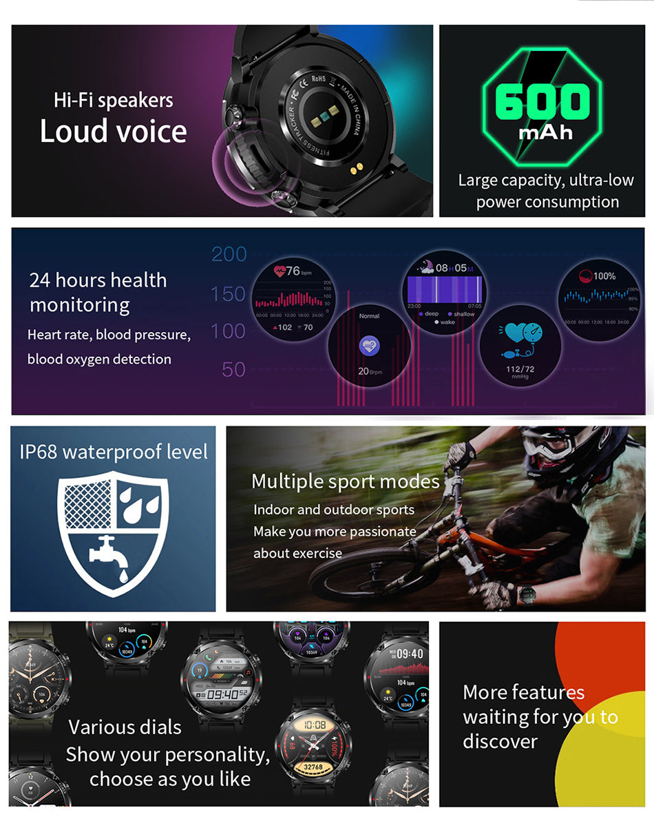 LIGE Sport Smartwatch IP68 Touchscreen Bluetooth 5,0