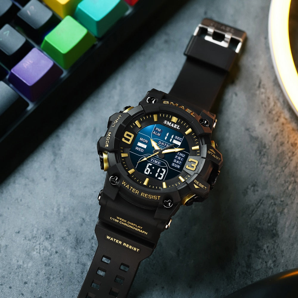 SMAEL SL-8049 Herren Sport-Chronograph 5ATM Dualanzeige