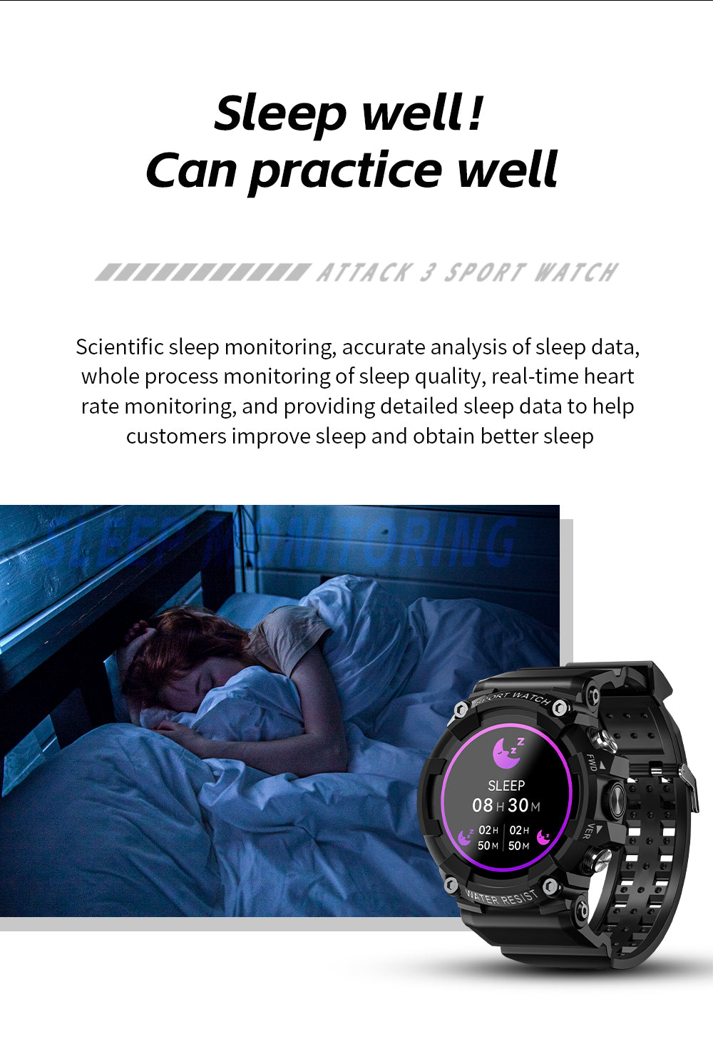 LOKMAT ATTACK 3 Sport Smart Watch Touchscreen Bluetooth IP68