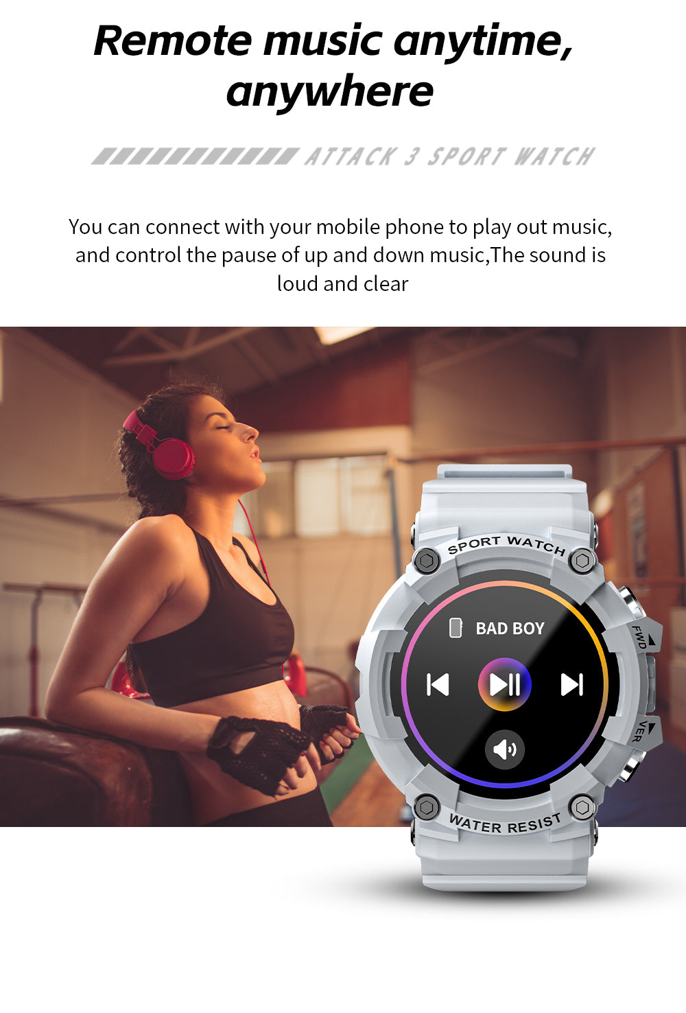 LOKMAT ATTACK 3 Sport Smart Watch Touchscreen Bluetooth IP68