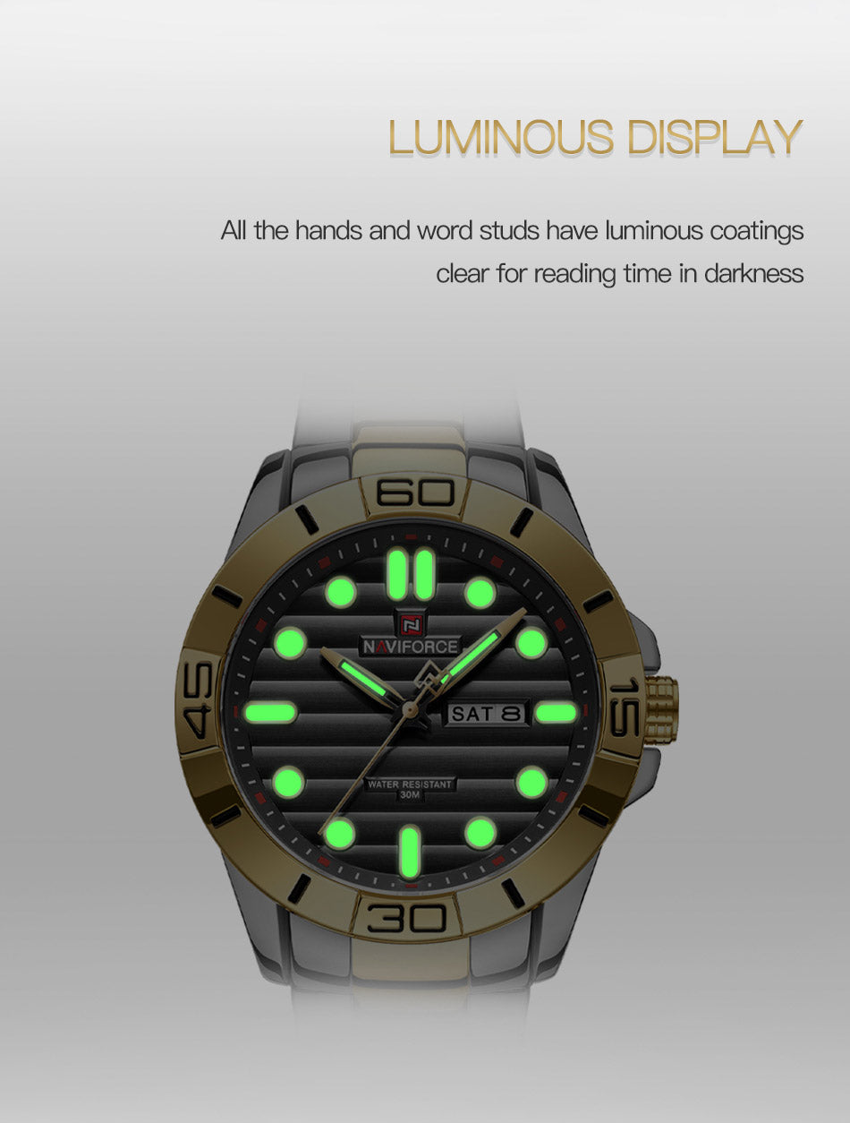 NAVIFORCE 9198 Herren Quarzuhr 3ATM Hardlex