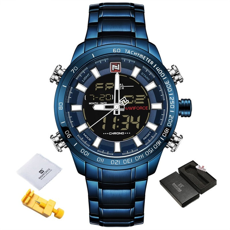 NAVIFORCE NF9093 Herren Militärchronograph 3BAR Edelstahl