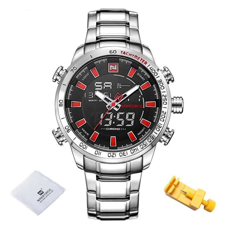 NAVIFORCE NF9093 Herren Militärchronograph 3BAR Edelstahl