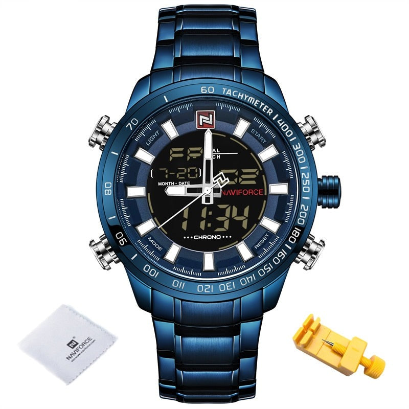 NAVIFORCE NF9093 Herren Militärchronograph 3BAR Edelstahl