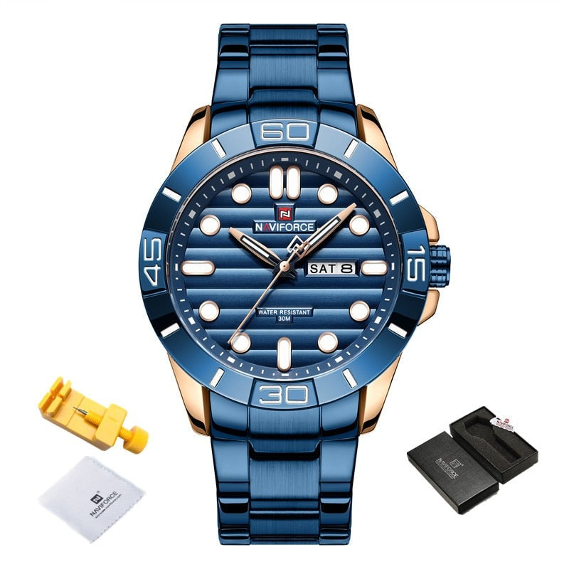 NAVIFORCE 9198 Herren Quarzuhr 3ATM Hardlex
