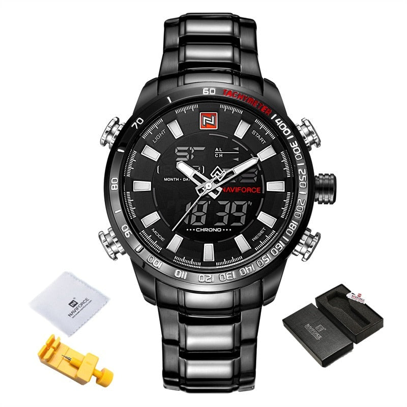 NAVIFORCE NF9093 Herren Militärchronograph 3BAR Edelstahl