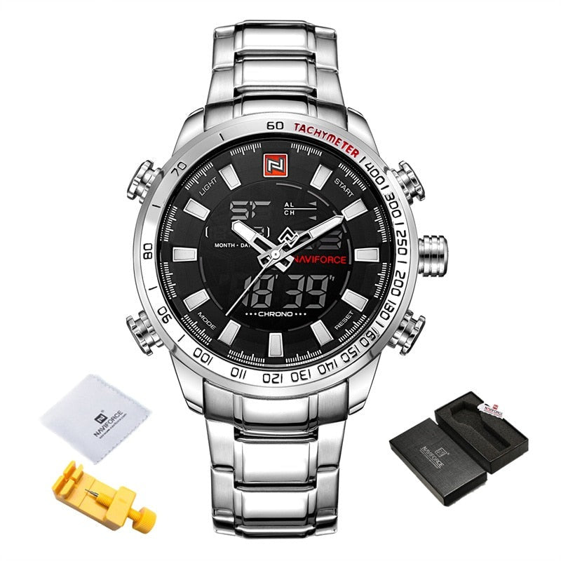 NAVIFORCE NF9093 Herren Militärchronograph 3BAR Edelstahl
