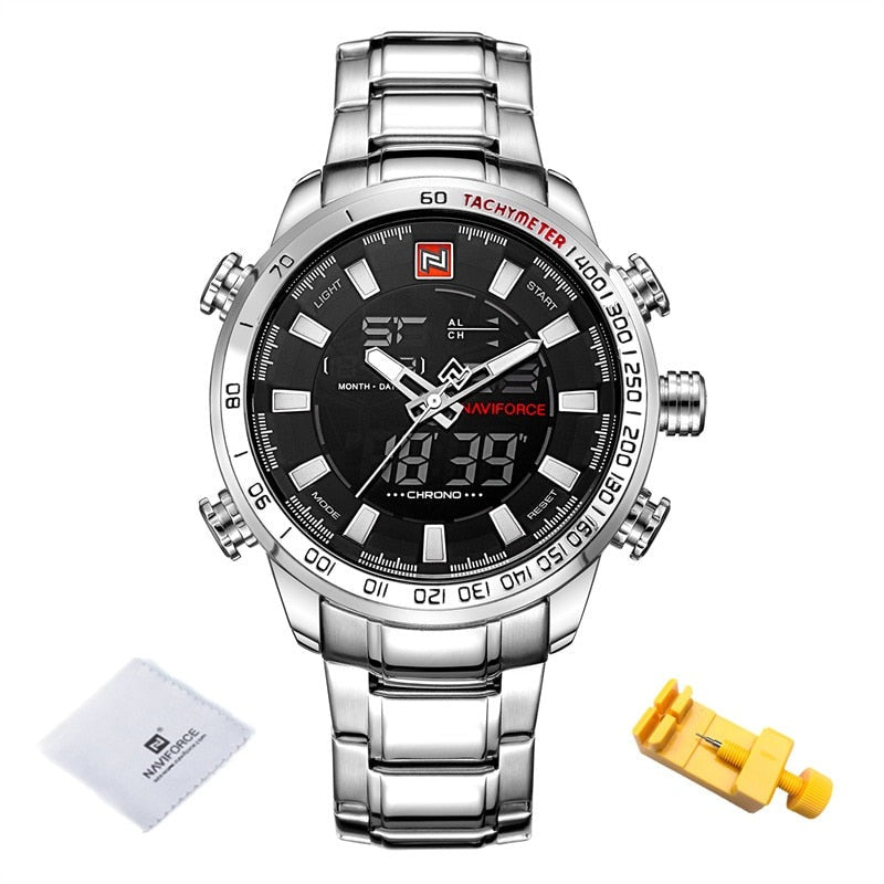 NAVIFORCE NF9093 Herren Militärchronograph 3BAR Edelstahl