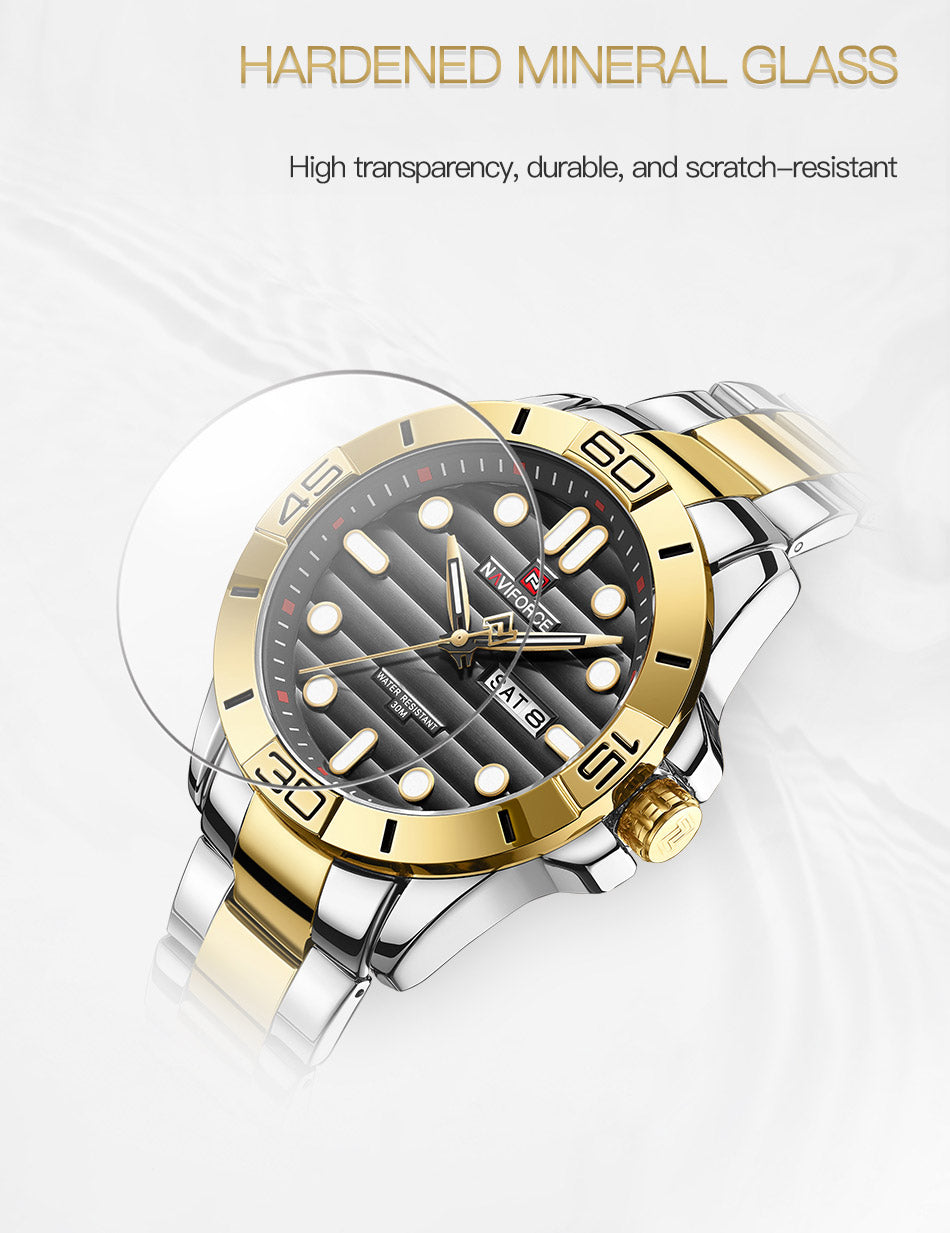 NAVIFORCE 9198 Herren Quarzuhr 3ATM Hardlex