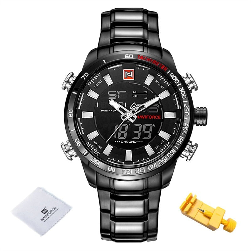NAVIFORCE NF9093 Herren Militärchronograph 3BAR Edelstahl