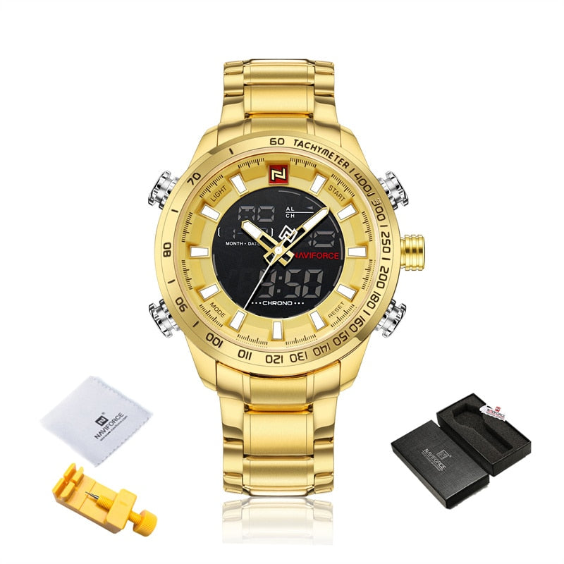 NAVIFORCE NF9093 Herren Militärchronograph 3BAR Edelstahl