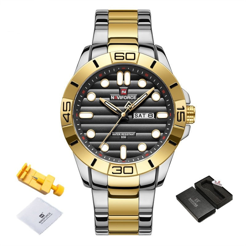 NAVIFORCE 9198 Herren Quarzuhr 3ATM Hardlex