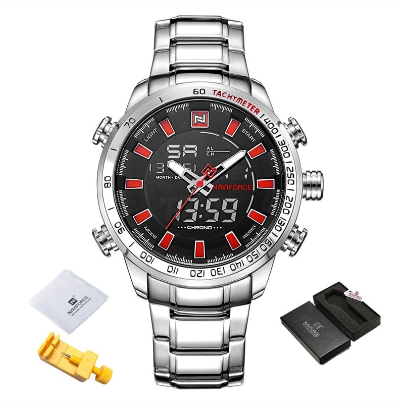 NAVIFORCE NF9093 Herren Militärchronograph 3BAR Edelstahl